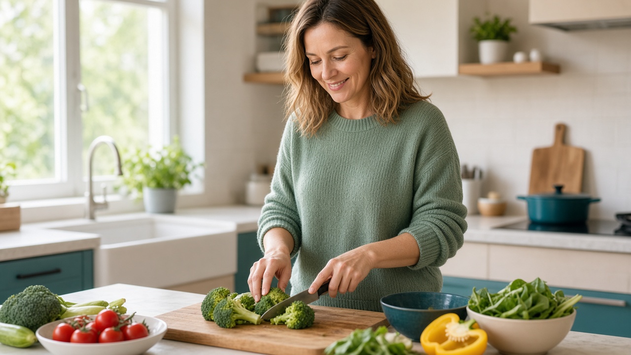 Lauren cooking a normal weeknight dinner after getting GI care